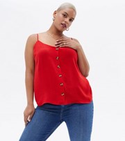 New Look Curves Red Button Front Cami